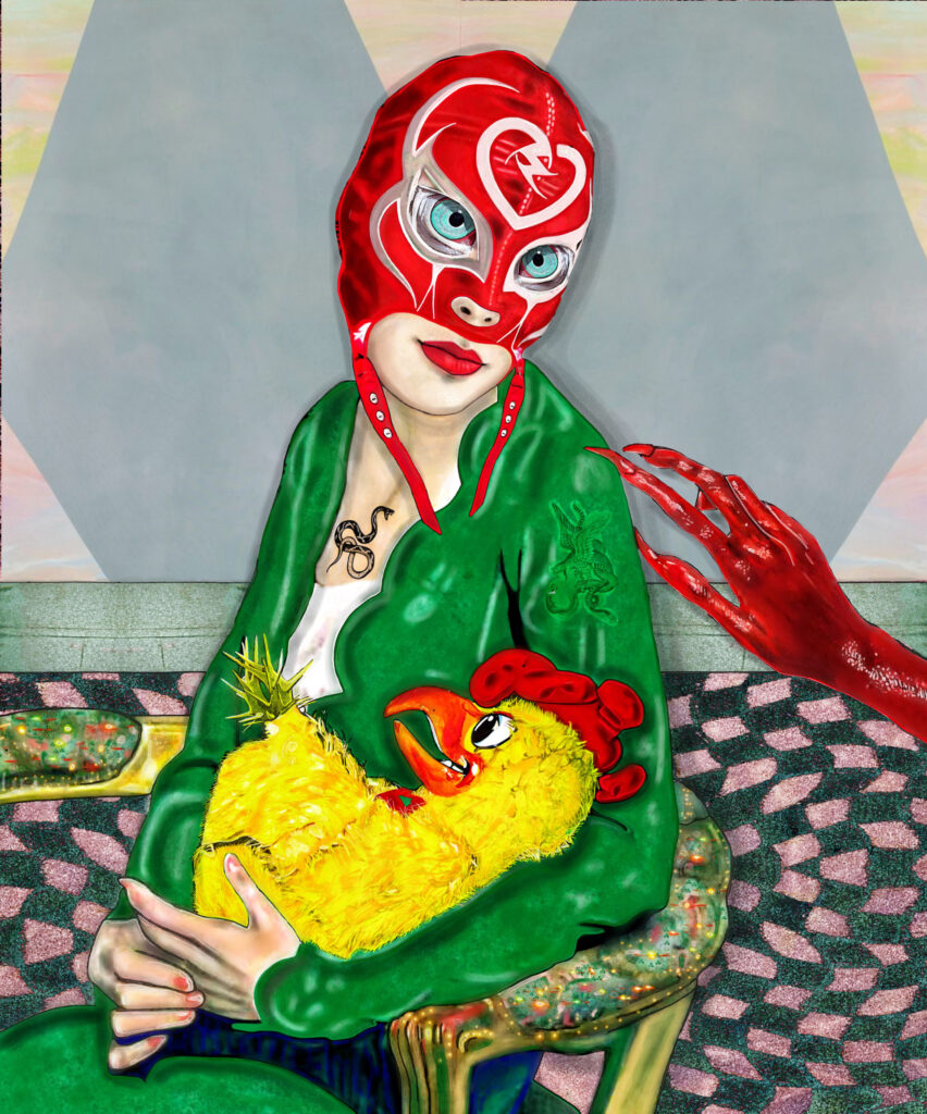 La Donna con il pollo 2020- Carlotta Baldazzi, Mostra Vissuti Preziosi, Fotografia e Pittura Digitale, MedFest 2023